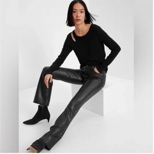 Gap Mid Rise Baby Boot Faux Leather Pants Womens Size 12/31R
